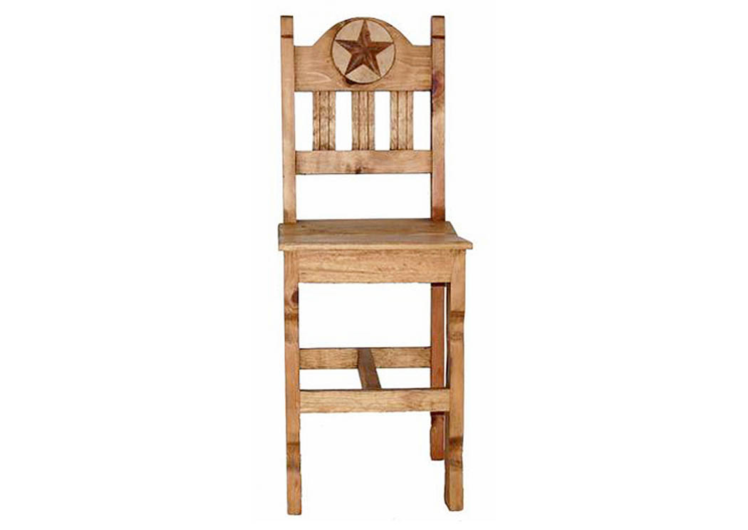 26" Marble Star Barstool w/Wood Seat,Million Dollar Rustic