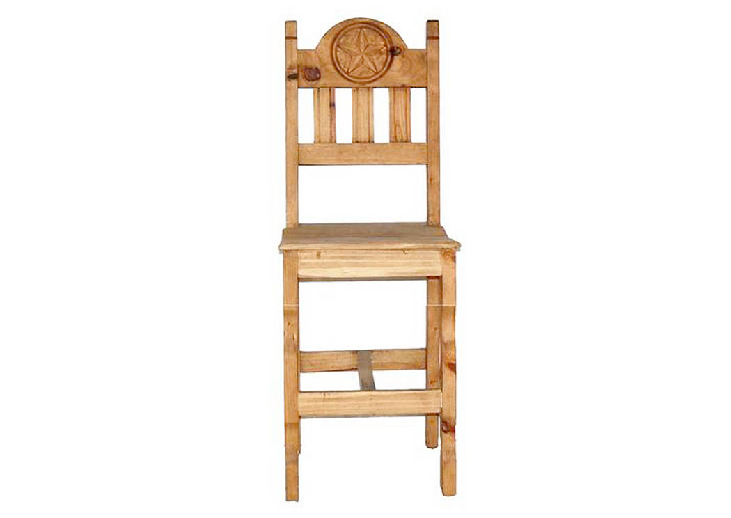 26" Wood Seat Barstool w/Star,Million Dollar Rustic