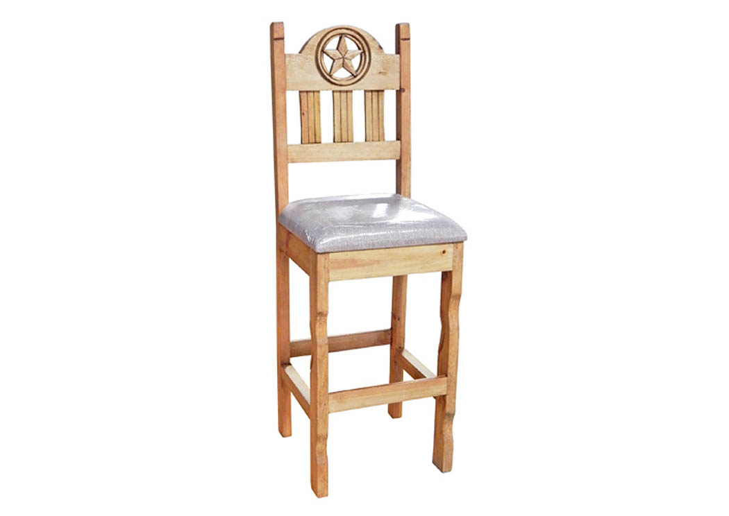 30" Padded Barstool w/Open Star,Million Dollar Rustic