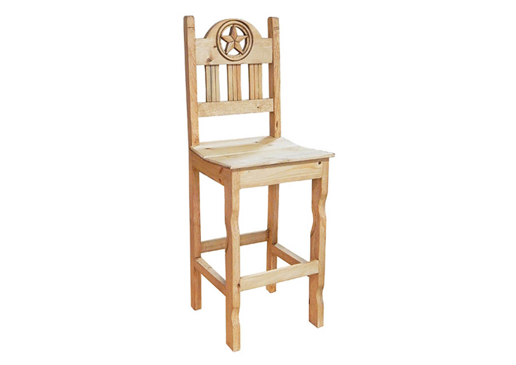 30" Wood Seat Barstool w/Open Star,Million Dollar Rustic