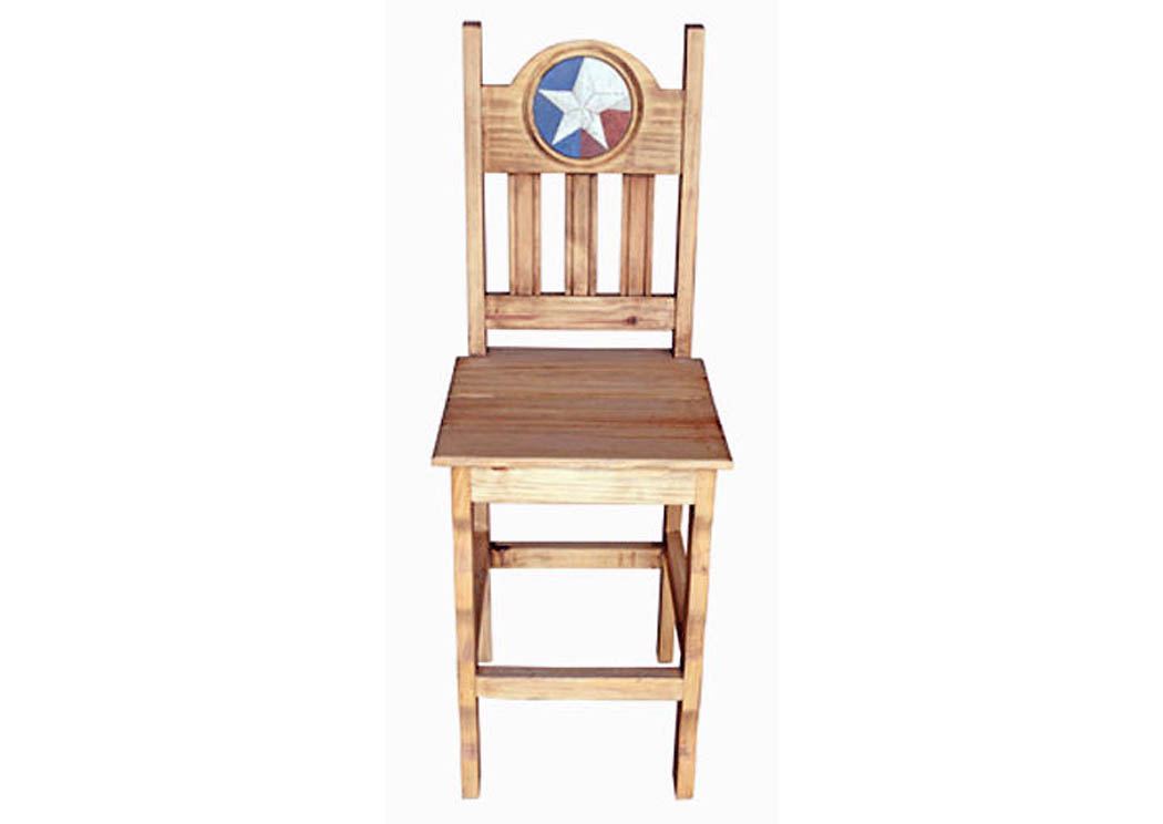 30" Lone Star Wood Seat Barstool w/Marble Star,Million Dollar Rustic