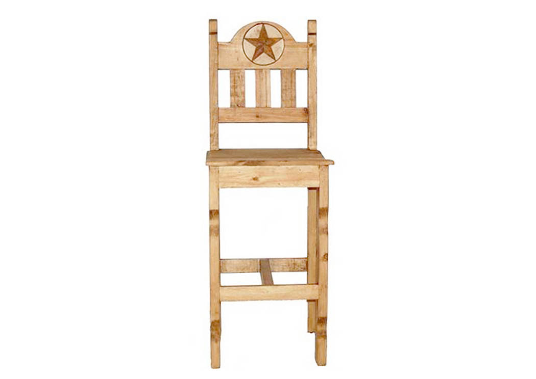 30" Wood Seat Barstool w/Marble Star,Million Dollar Rustic