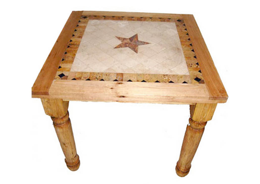 38" 4' Counter Height Marble Top Table w/Star,Million Dollar Rustic