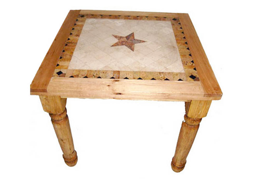 Bar Height Table w/Marble-Inlay Star,Million Dollar Rustic