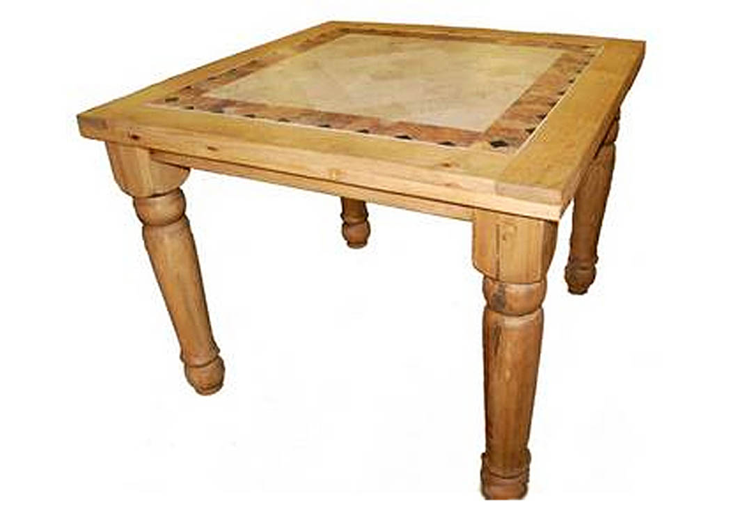 4' Square Pub Table w/Marble-Inlay Star,Million Dollar Rustic