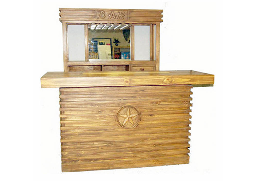 Rustic Bar Back Set w/Tiled-Inlay Top,Million Dollar Rustic