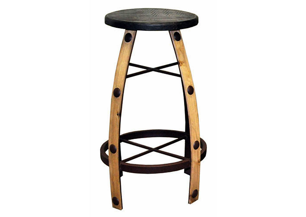 30" Iron & Natural Wood Barstool,Million Dollar Rustic