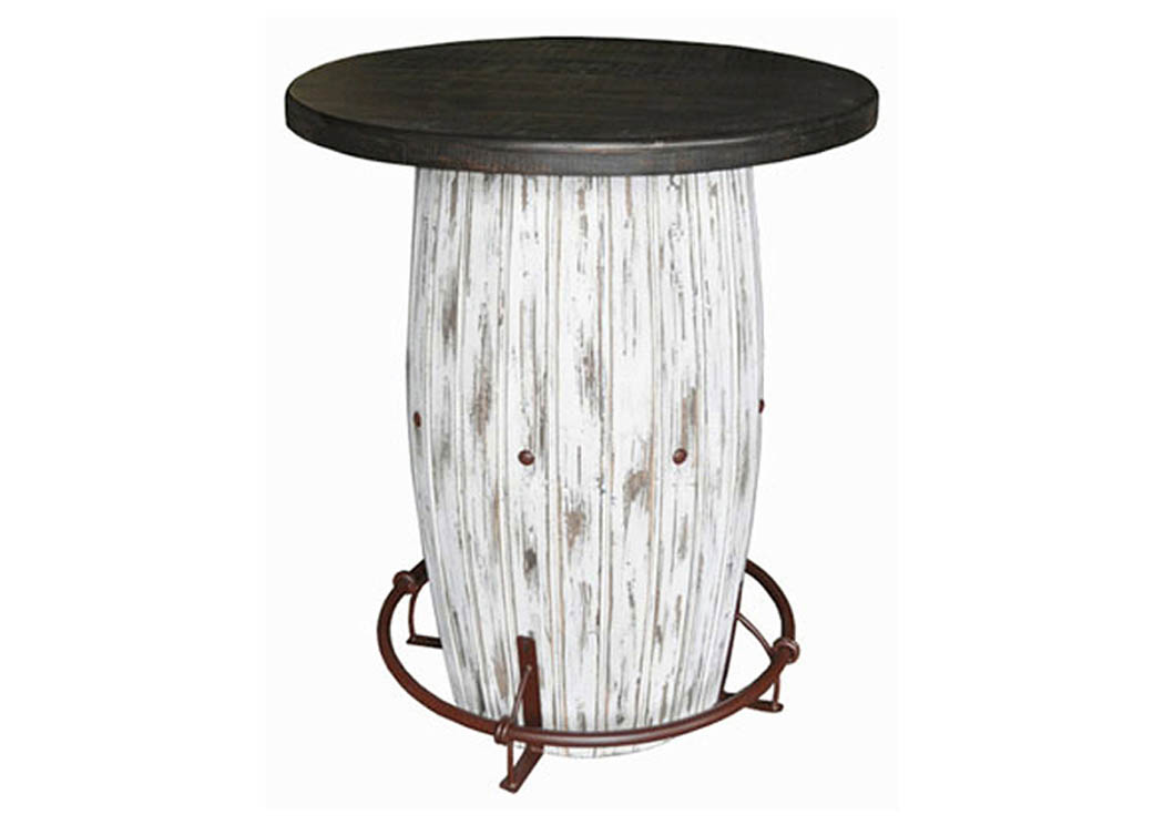 White Scrape Barrel Bar w/Iron Footrest,Million Dollar Rustic