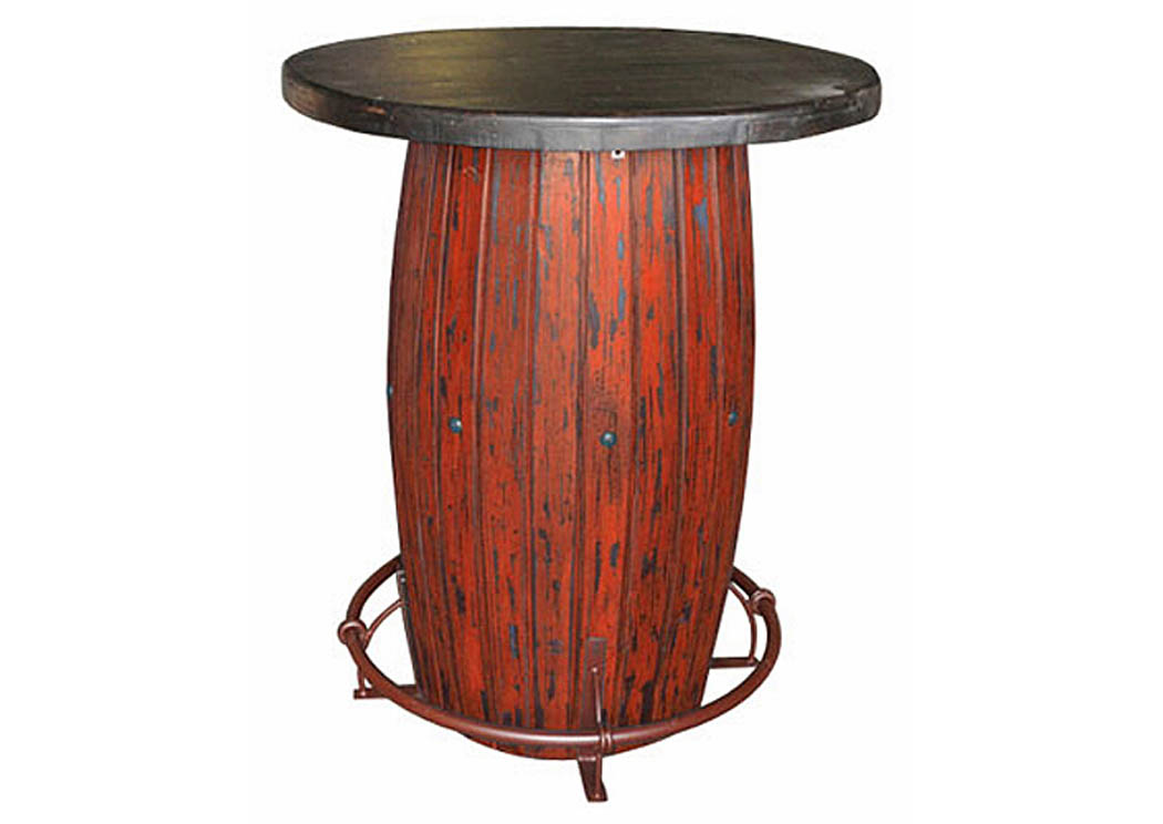 Red Scrape Barrel Bar w/Iron Footrest,Million Dollar Rustic