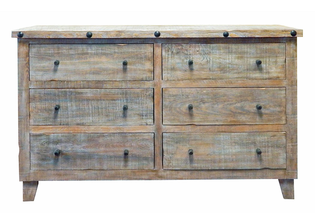 Agave Gray Wash 6 Drawer Dresser,Million Dollar Rustic