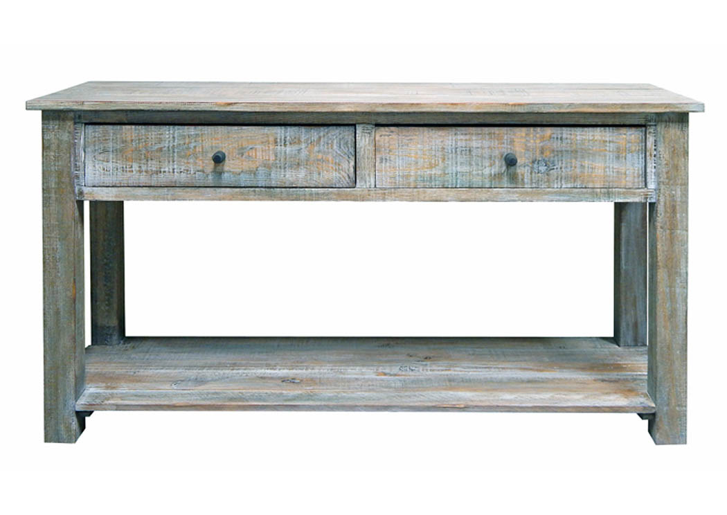 Agave Gray Wash Sofa Table w/2 Drawer & Shelf,Million Dollar Rustic