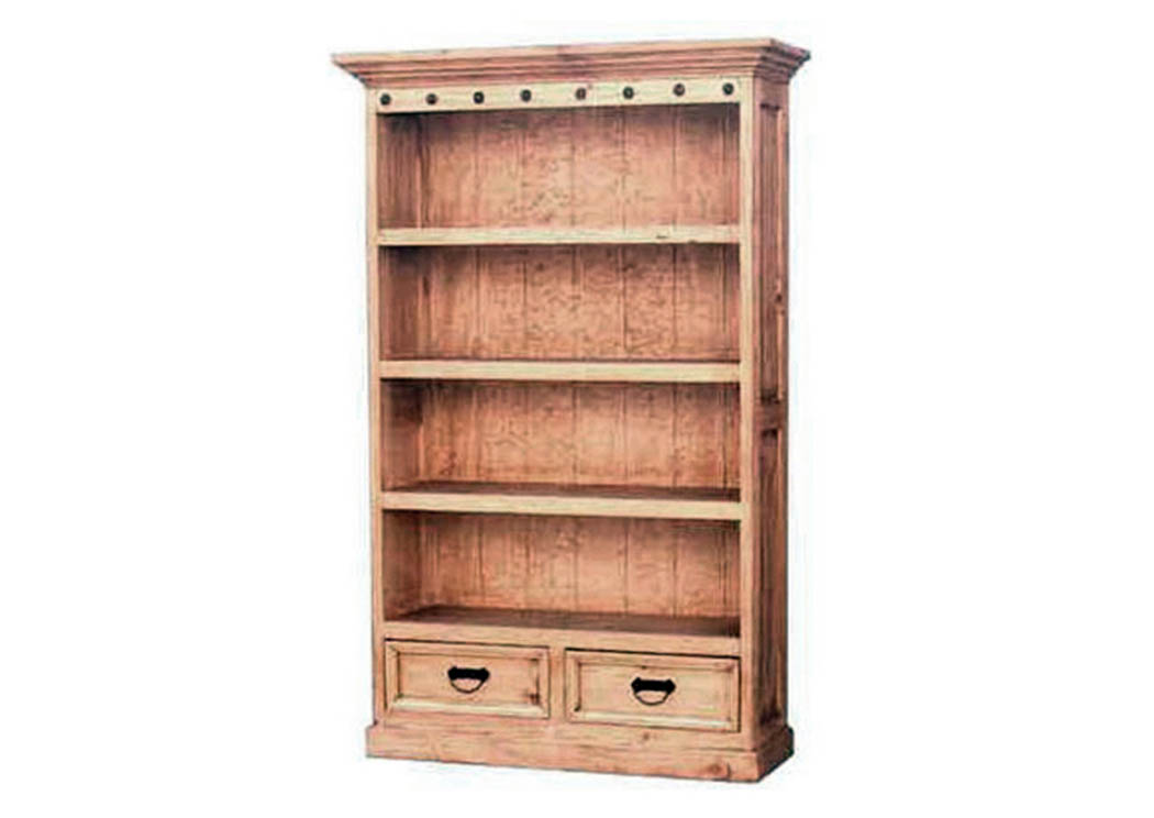 Bookcase T/M Primo w/4 Shelves & 2 Drawers,Million Dollar Rustic