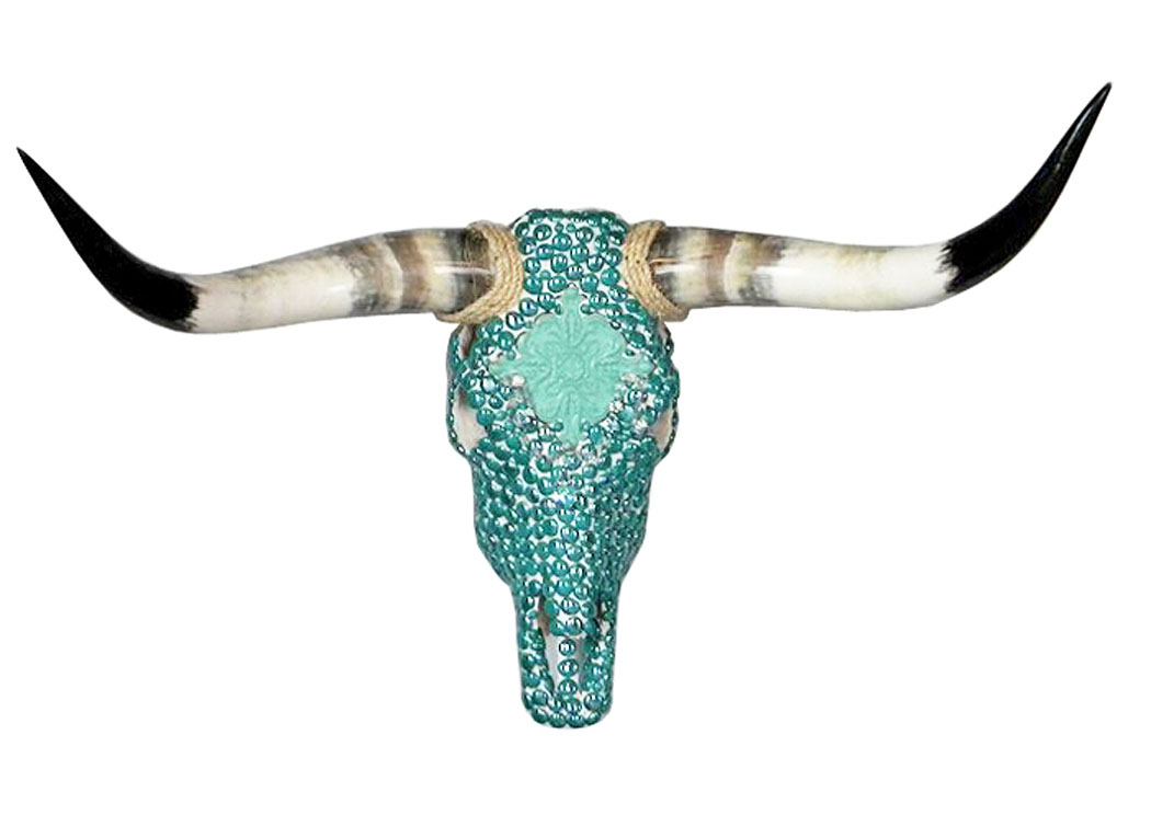 Turquoise Ceramic Jeweled Head,Million Dollar Rustic