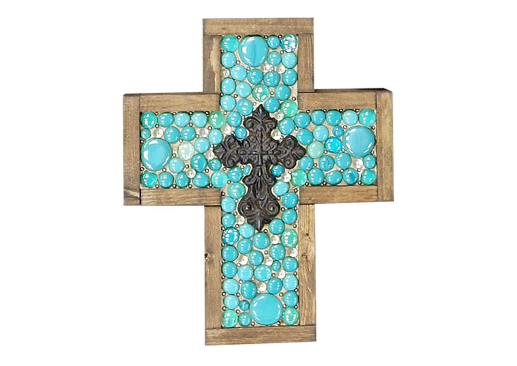 Small Turquoise Jeweled Cross,Million Dollar Rustic