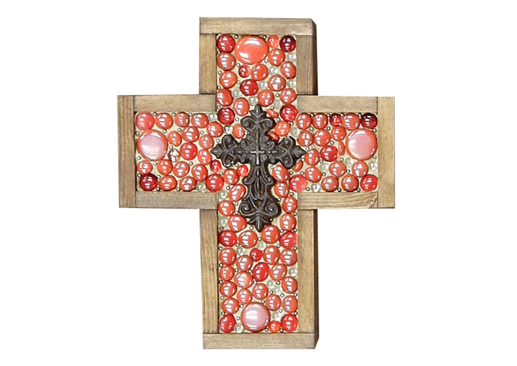 Small Red Jeweled Cross,Million Dollar Rustic