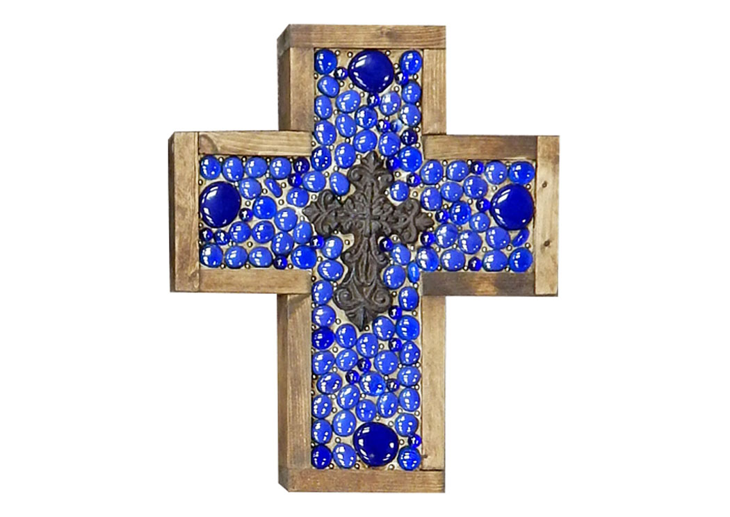 Small Blue Jeweled Cross,Million Dollar Rustic