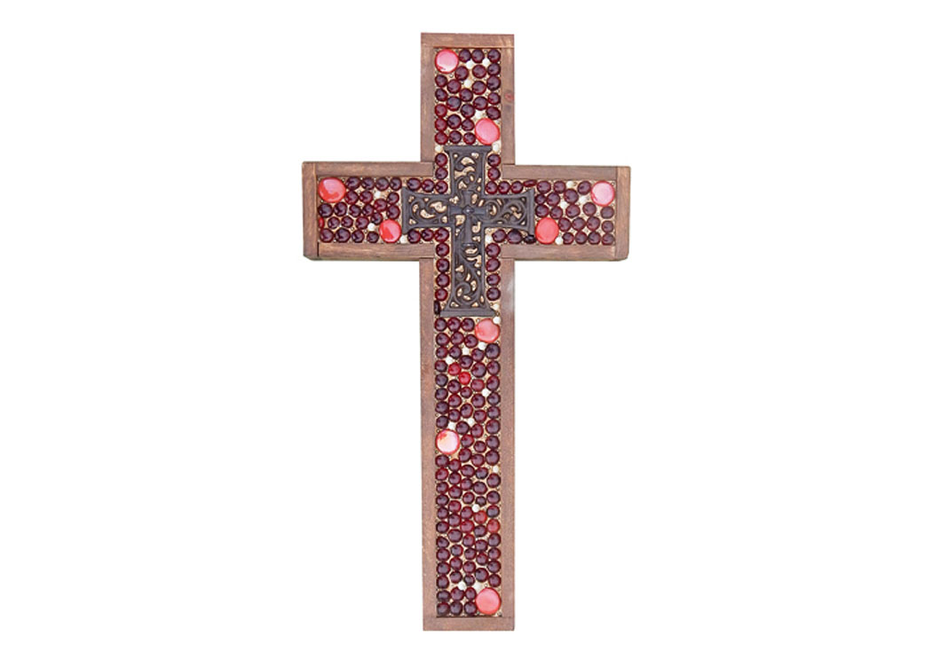 Red Jeweled Large Cross,Million Dollar Rustic