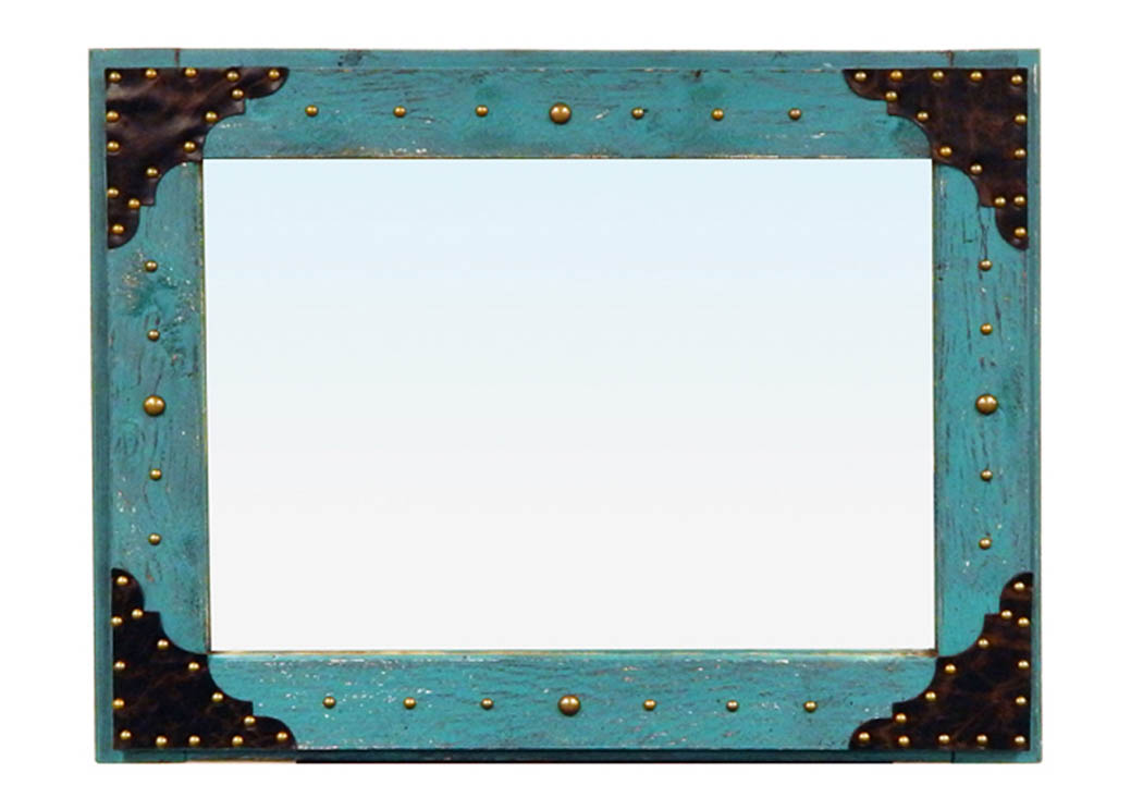 27.5' x 35' Turquoise Scraped Mirror,Million Dollar Rustic