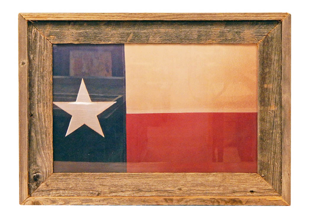 Texas Flag Print w/Barn Wood Frame W24" x H20" x D1.5",Million Dollar Rustic