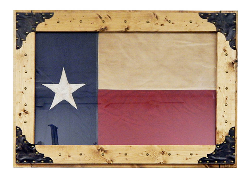 Fabric Texas Flag w/Wood Frame 41" x 29" x 2",Million Dollar Rustic