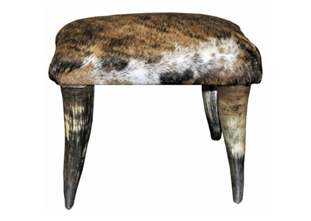 Cowhide Horns Foot Stool,Million Dollar Rustic