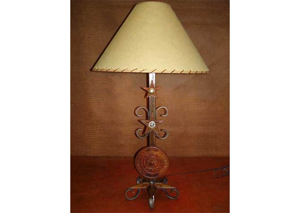 Metal Lamp w/Texas Seal,Million Dollar Rustic