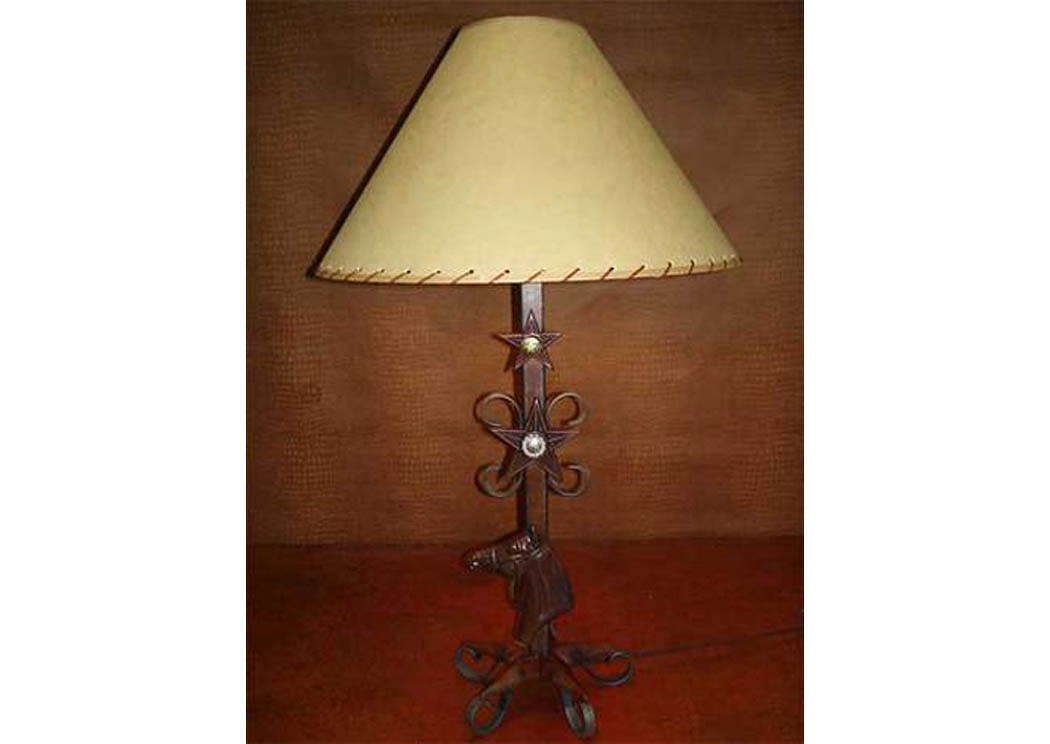 Metal Lamp w/Horse Head,Million Dollar Rustic