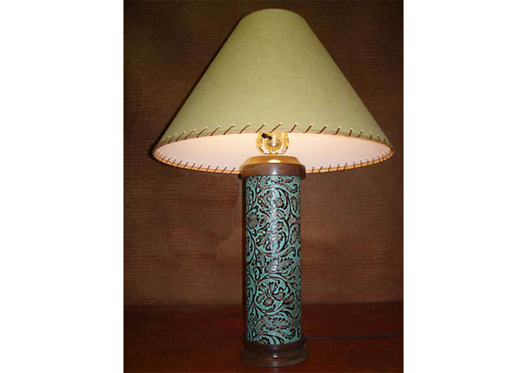 Turquoise Leather Table Lamp,Million Dollar Rustic