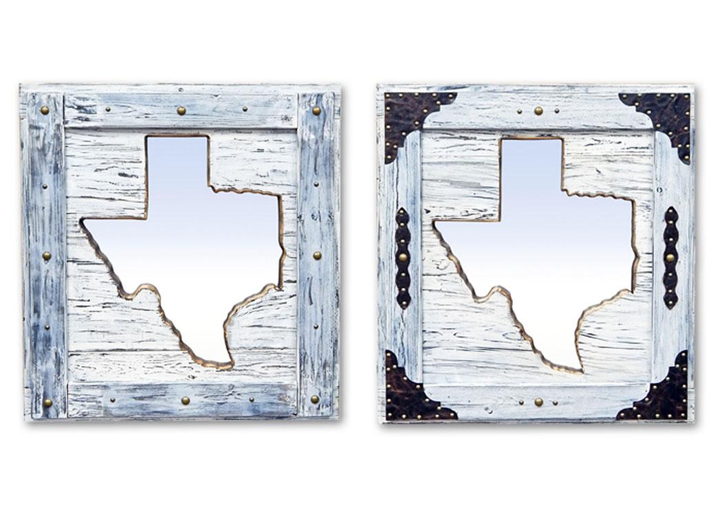 Large White Texas Mirror Da,Million Dollar Rustic