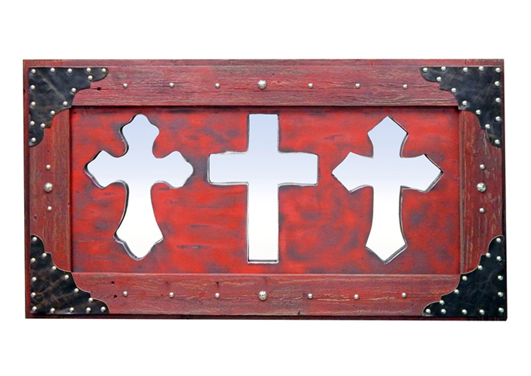 3 Red Mirror Crosses,Million Dollar Rustic