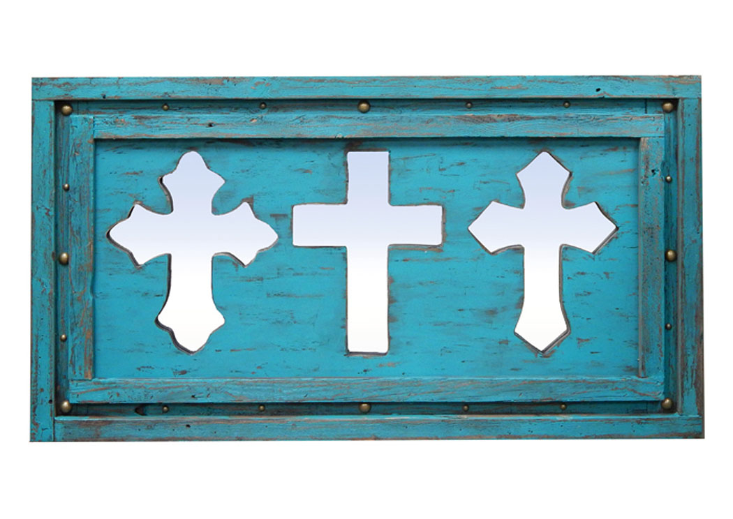 3 Turquoise Mirror Crosses,Million Dollar Rustic