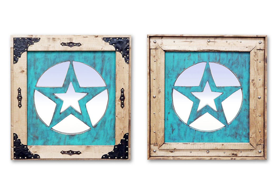 Medium Turquoise Star Mirror,Million Dollar Rustic