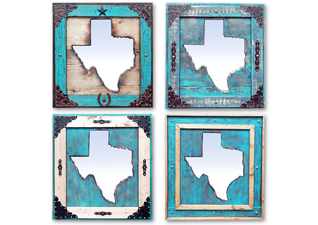 Large Turquoise Texas Mirror Da,Million Dollar Rustic