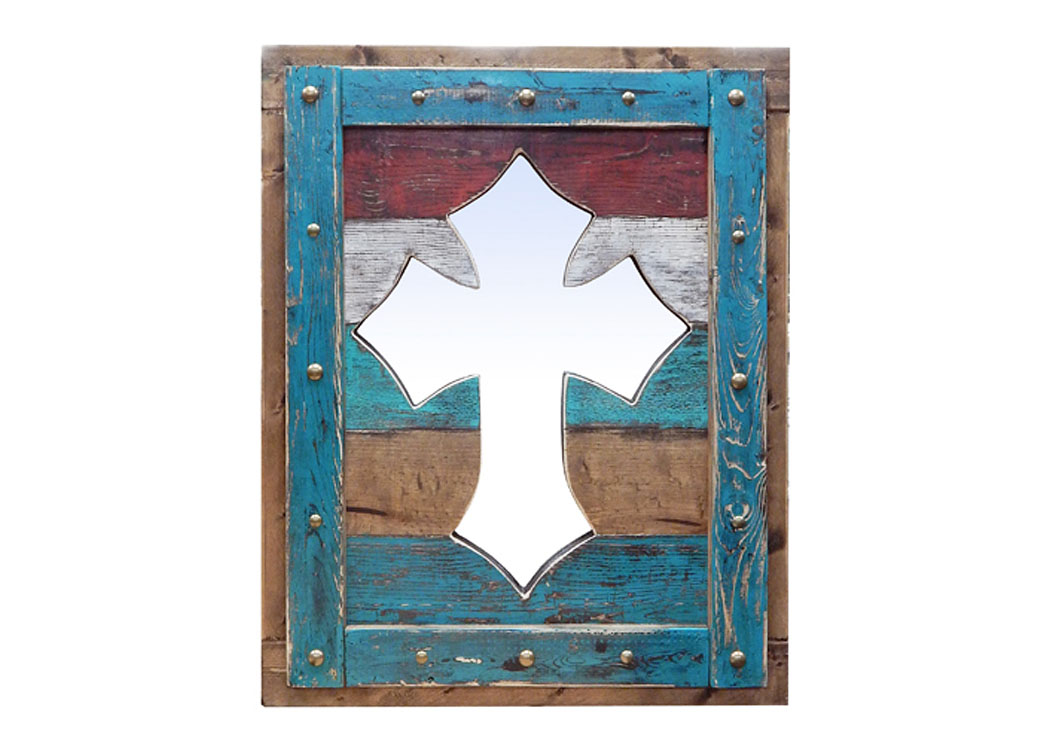 Multi Color Cross Mirror,Million Dollar Rustic