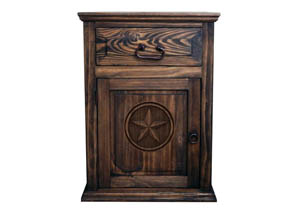 Image for Medium Wax 1 Door 1 Drawer Nightstand w/Star