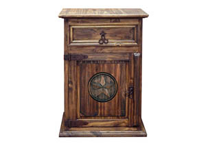 Image for Medium Wax 1 Door 1 Drawer Nightstand w/Star