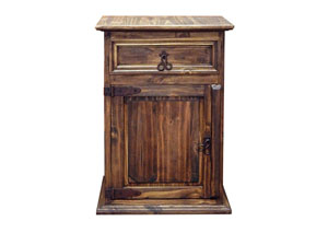 Image for Medium Wax 1 Door 1 Drawer Nightstand