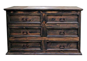 Image for Medium Wax Budget 6 Drawer Dresser