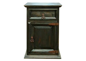 Image for Dark 1 Door 1 Drawer Nightstand
