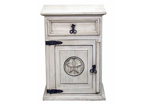 Image for White Washed 1 Drawer 1 Door Nightstand w/Star