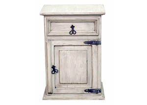 Image for White Washed 1 Drawer 1 Door Nightstand