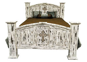 Image for White Scraped Mansion Queen Bed w/Cross