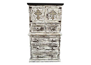 Image for White Scraped Chest w/Cross