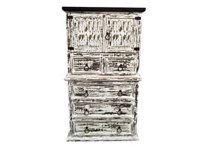 Image for White Scraped Mansion Chest w/Cross