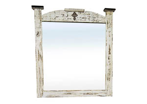 Image for White Scraped Mirror w/Cross