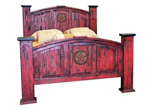 Image for Red Scraped King Bed w/Star