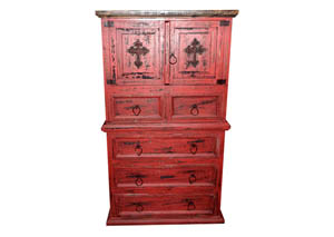 Image for Red Scraped Chest w/Cross