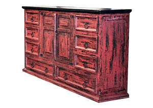 Image for Red Scraped Mansion Dresser