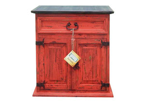 Image for Red Scraped Mansion Nightstand