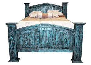 Image for Turquoise Scraped Mansion Queen Bed
